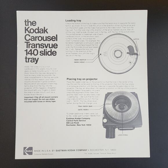 Kodak Transvue 140 Slide Tray w Box Carousel and Ektagraphic Projectors 184 0768 - Picture 10 of 10